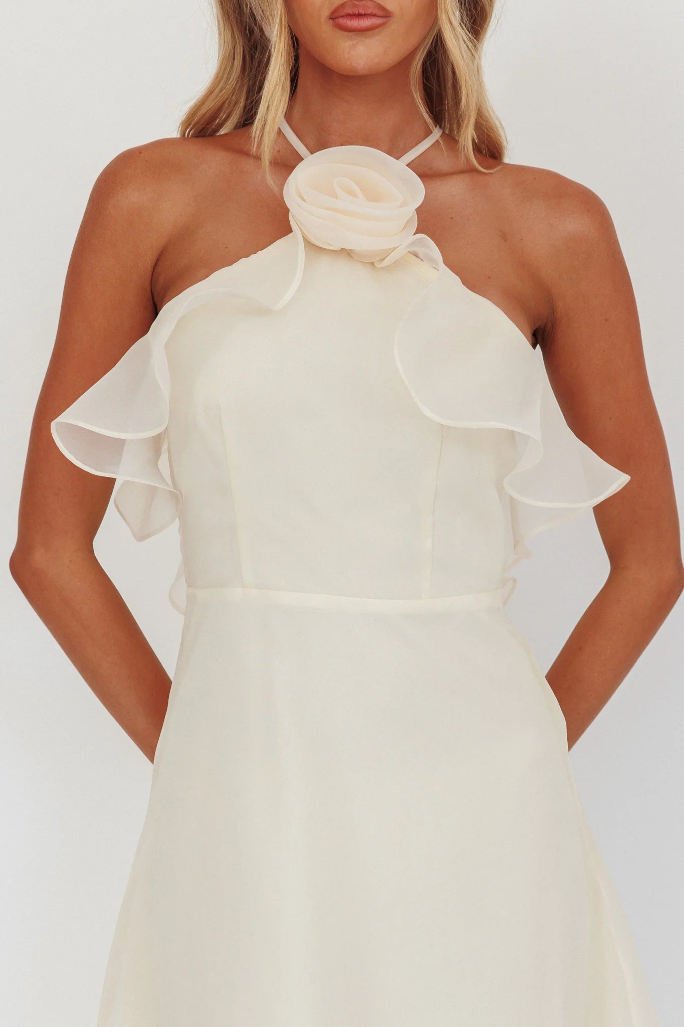 Robe Weitese dos nu, coupe trapèze/princesse, sans manches, longueur au sol, superbe robe de bal à fleurs dos nu